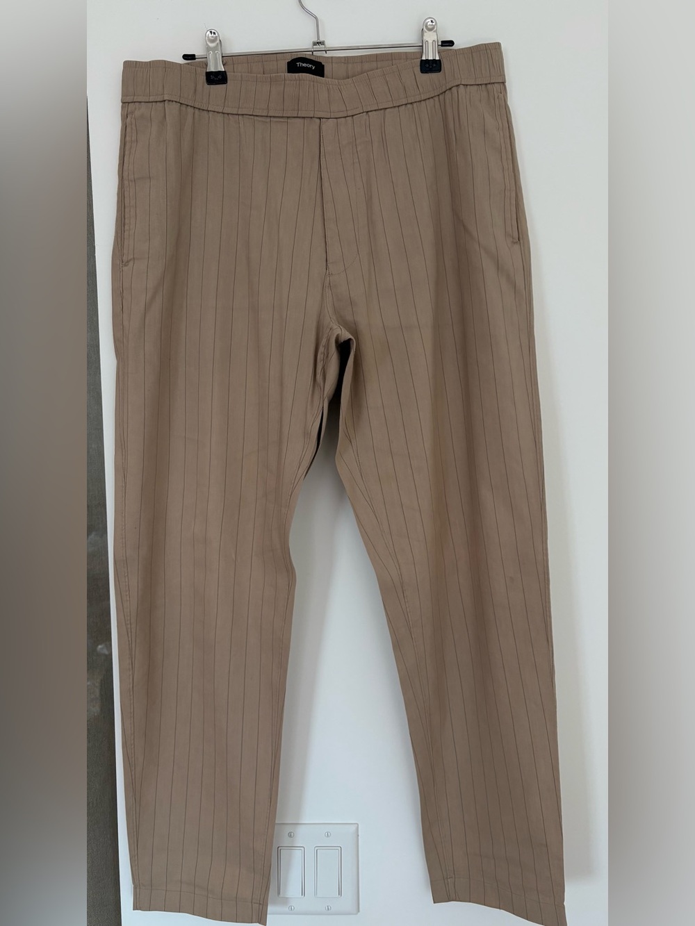 Theory Men's Tan Pinstripe Pants